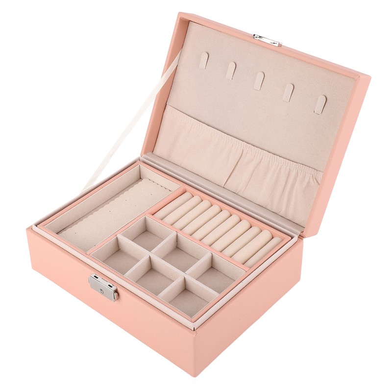 Jewelry Box Organizer 2 Layer Jewelry Storage Case PU Leather