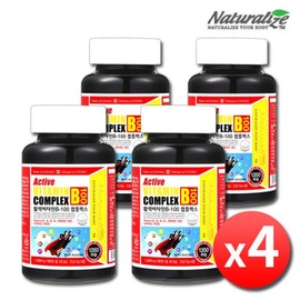 Active Vitamin B100 Complex High-Dose B Group B12 4 Bottles 12 Months of Vitality Vitamin B Group B100 Highly Concentrated B1 B3 B5 B6 B9 Complex / 활성 비타민B100 컴플렉스 고함량 B군 B12 4병 12개월 활력 비타민 비군 B100 고농축 B1 B3 B5 B6 B9 복합체