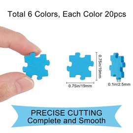 GORGECRAFT 120PCS Colored Puzzle Pieces Wooden Jigsaw Puzzles Bulk Freeform Wood Cutouts Puzzle DIY Floor Community for Crafts Activity Decorations Party Card Making (0.75" x0.75")
