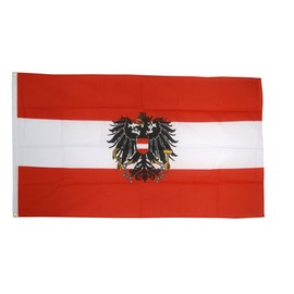 Flaggenfritze® Austrian Flag with Eagle Ready to Hoist with Eyelets 90 x 150 cm