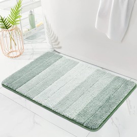 Kmson Ombre Bath Mat Bathroom Rugs, Non Slip Ultra Soft and Water Absorbent Bath Carpet, Machine Washable Quick Dry Bedroom Door Mat Living Room Rug Green 17" x 24"