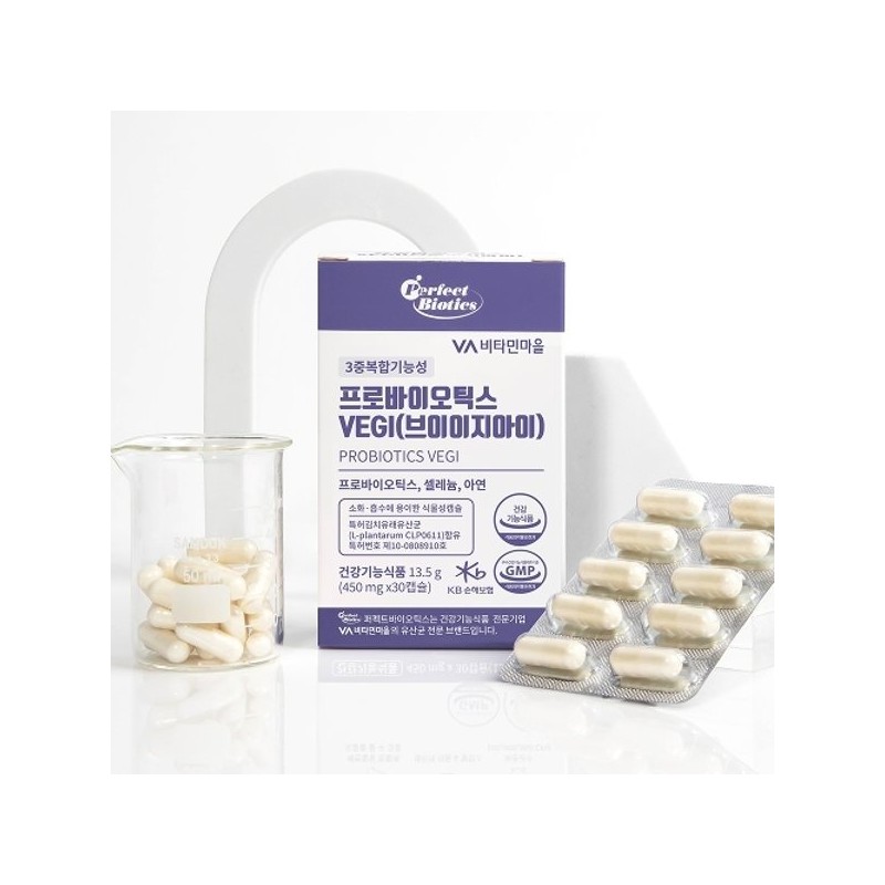 Vitamin Village 비타민마을 퍼펙트바이오틱스 3중복합기능성 유산균 프로바이오틱스 VEGI 3박스 90캡슐