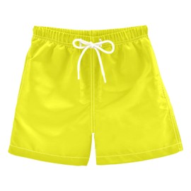 Yellow Boys Swim Trunks Summer Drawstring Toddler Swim Board Shorts Quick Dry Little Boys Bathing Suit Beach Hawaii Vacation 4 Years