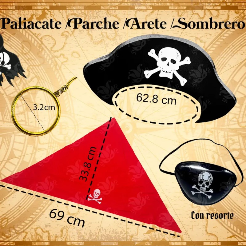 Sombrero Pirata Plata Y Parche Calavera Fiesta Halloween Dis