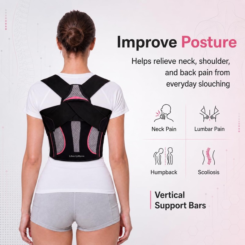 LibertyMove Posture Corrector for Women, Adjustable Upper Back Brace with