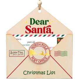 Jabihome Letters To Santa Ornament 2024, Letter Ornaments For Christmas Tree for Kids, Wooden Red Letter Decorations, Custom Wood Writing Noel