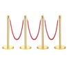 4PCS Gold Stainless Steel Stanchion Post Queue 5 Ft Red