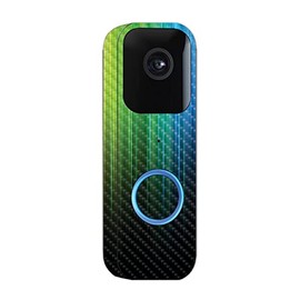 MightySkins Carbon Fiber Skin Compatible with Blink Video Doorbell - Rainbow Streaks | Protective, Durable Textured Carbon Fiber Finish | Easy to Apply and Change Styles | Made in The USA