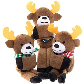 Baker Ross AX328 Hugging Reindeer Plush Pals - Pack of 3, Cuddly Plush Toys for Kids and Small Gifts for Children