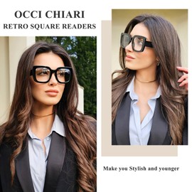 OCCI CHIARI Oversized Reading Glasses 2.5 Stylish Square Readers for Women 1.0 1.25 1.50 1.75 2.0 2.25 2.50 2.75 3.0 3.5 4.0 (Black, 2.50)