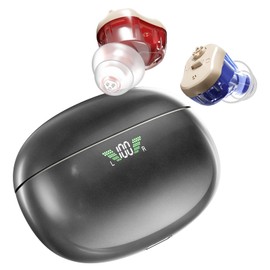 Hearing Aids for Seniors,Upgrade 16 Channels Rechargeable Hearing Aid with Volume Control Case,Replaceable Earplugs Hearing Amplifier,Blue&Red