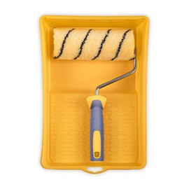 HARDY WORKING TOOLS A0180-523000 Painter's Set, Paint Roller, Paint Tray, Protective Film and Paint Rollers, Polyester Pile Height 13 mm, Length 18 cm, Diameter 48 mm, Yellow/Black/Grey