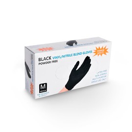 200 Guantes de Nitrilo Vinil de Alta Calidad Color Negro, Sin Látex, Sin Polvo, Diseño Ambidiestro, Ajuste Perfecto, Desechables y Resistentes Talla Mediana