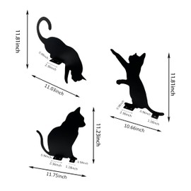 Metal Yard Art & Cat Garden Decor - Black Cat Statue Silhouettes for Fence/Catio | Rust-Resistant Outdoor Lawn Ornaments | 3PCS Durable Fence Decorations for Lovers
