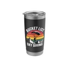 Retro Parachuting Skydiver Bucket List Skydiving Stainless Steel Insulated Tumbler