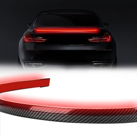 MIRUNNY LED Spoiler Rear Spoiler Lip Kit, Black Universal Brake Lights, 1.3M Exterior Tailgate Tail Light Strip for Car Trunk, Carbon Fiber Finish, Trunk Spoiler, Roof, Wing, 1PC Pack