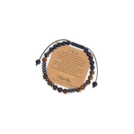 ZenVib To My Son, Tiger Eye Morse Code Bracelets For Men Women Adjustable Tiger Eye Natural Stone Beaded Jewelry Gifts (To My Son)