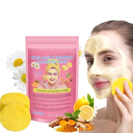 40 Pieces Turmeric & Kojic Acid Cleansing Pads, Kojic Acid Cleansing Pads, Pads for Dull Skin, Exfoliation, Unclog Pores, Helps Balance Skin Oil and Water