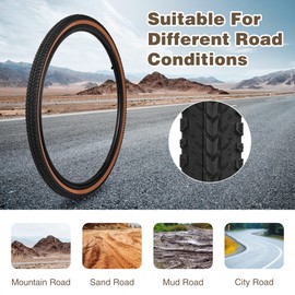 MAKELEN 2 Pack 26x1.5 Bike Tire with Tubes City Bike Tire Mountain Bike Vintage Bicycle Tire Compatible Replacement Bicycle Tire (Brwon Side (2 Tires & 2 Tubes), 26x1.5)