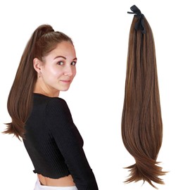 Traziewell Hair Extensions Curly Long Hair Extension Ponytail Long Curly Wrap Around Ponytail Hair Extensions Synthetic Hairpiece for Women for Daily Use Medium Brown 2306-50