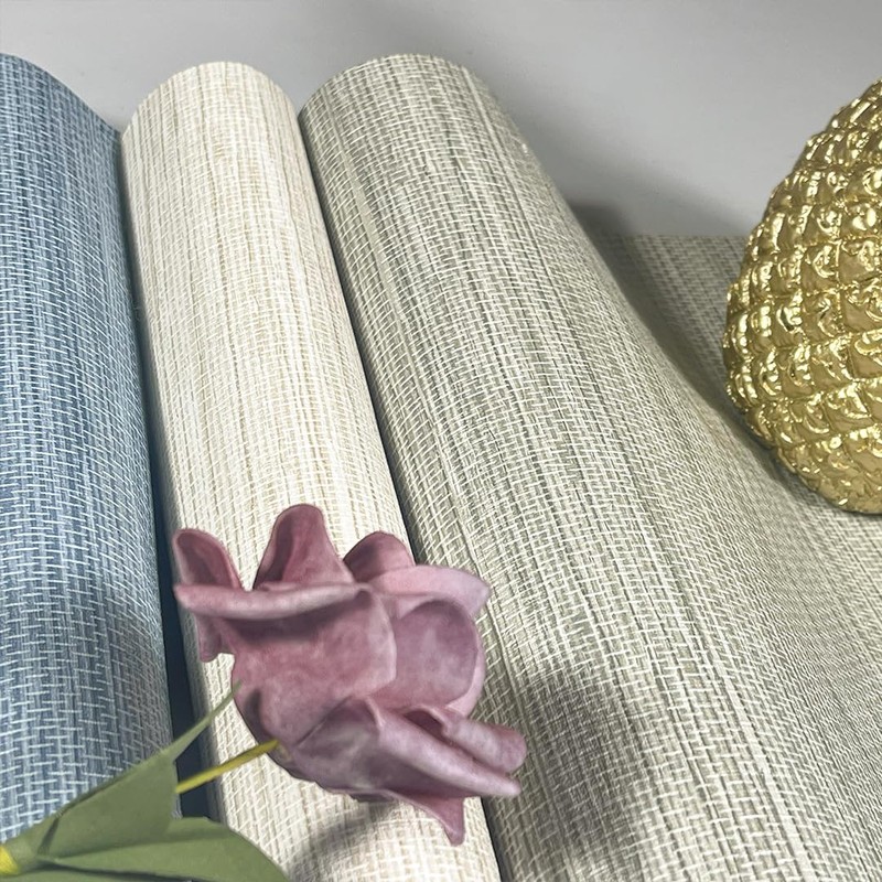 JiffDiff Grasscloth Wallpaper Peel and Stick Cream Grassweave Peel &