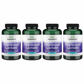 Swanson Magnesium Lactate - Mineral Supplement Promoting Muscle and Bone Health Support - Lactose-Free Lactate Mineral Form for Gentle Absorption - (120 Capsules, 84mg Each) 4 Pack