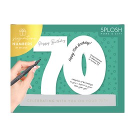 Splosh 70 Signature Numbers with a Stand to Hold The Number and Pen. Write on Heartfelt or Funny Messages - Create Memories of Your 70th. 70th birthday gifts for women and 70th birthday decorations.