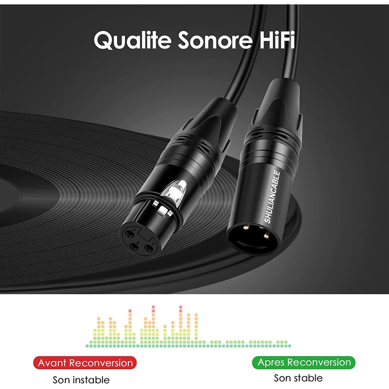 SHULIANCABLE Microphone Cable, XLR Male to XLR Female, Microphone Cable