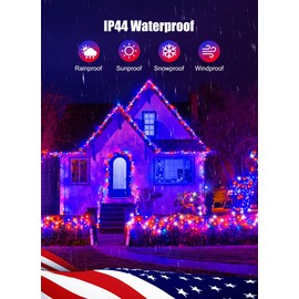 Red White Blue String Lights Plug in - 100 LED 33 Feet 4th of July Decoration Patriotic Mini Lights with Remote, Waterproof for Indoor Outdoor Bedroom Wedding Party Holiday Independence Day