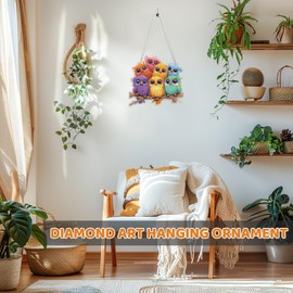 MEIYUDA Birds Diamond Art Hanging Kit for Adults, DIY Abstractly Birds Diamond Painting Window Ornament, Special Shape Rhinestone Acrylic Pendant, Crystal Gem Art Craft for Home Garden Wall Decor