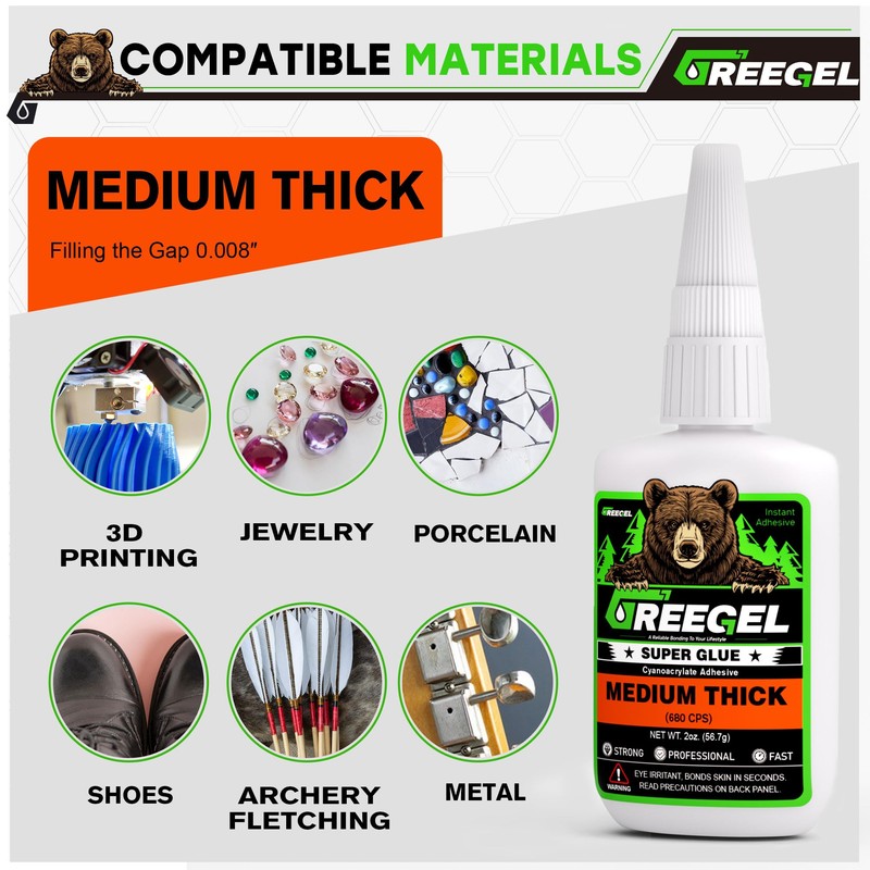 GREEGEL 4 Oz Medium Thick Liquid Clear Super Glue +