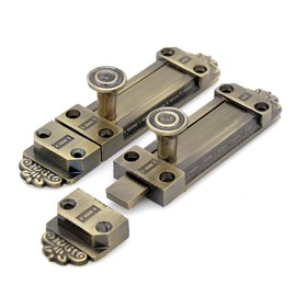 2 PCs Barrel Bolt Latch - Slide Door Lock Finished with Antique Brass Color with Screws, Length 4.3-in (11 cm)