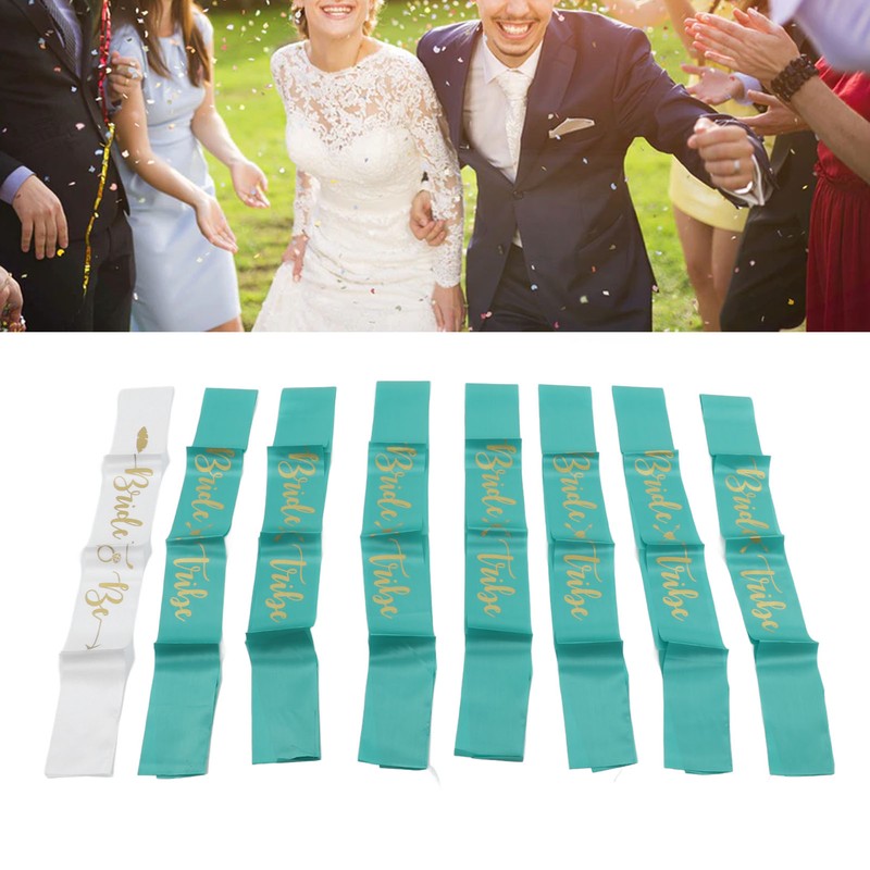 8Pcs Bride Bridesmaid Sash Gold Letters Hypoallergenic Material Wedding Bride