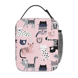LWDZLHD Cat Lunch Bag Insulated Lunch Box for Boys Girls Portable Reusable Leakproof Cooler Teen Tote Lunchbox for Picnic Travel Camping Outdoor