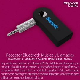 Mercader Digital 6 Pzs Receptor Bluetooth Aux 3.5 Llamadas Música 0033r006