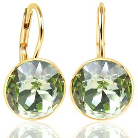 Nobel Schmuck Short Earrings with Crystals, 925 Silver, Gold, Silver, Crystal