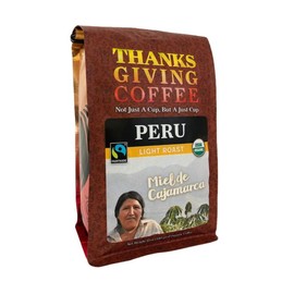 Thanksgiving Coffee "Peru Miel de Cajamarca Organic" Light Roasted Fair Trade Organic Shade Grown Whole Bean Coffee - 12 Ounce Bag