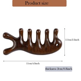 Wooden Massage Comb, Sandalwood Head Scalp Comb No Static Wide Tooth Comb for Head Scalp Scalp Stimulator Comb Gua Sha Comb Body Massage Tool for Men Women