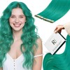 RUNATURE Tape in Hair Extensions Human Hair Blue-Green Hair Extensions