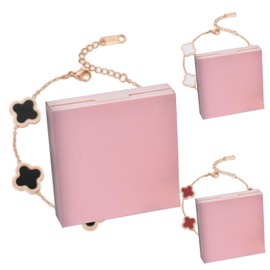 DKDDSSS 3 Pcs Lucky Leaf Bracelet, Four-Leaf Clover Bracelet, Four-Leaf Clover Jewellery Set for Women Girls, Four Leaf Clover Bracelet, Simple Design Style, Lucky Leaf Jewelry (Black+White+Red)