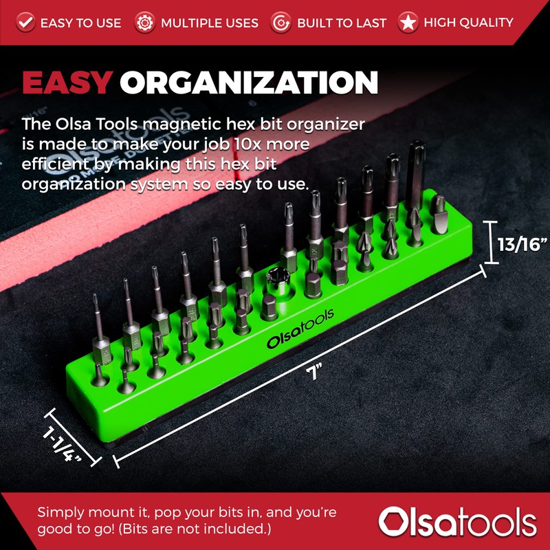 Olsa Tools Hex Bit Organizer with Magnetic Base - Green