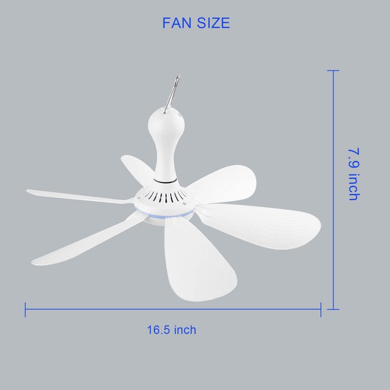 SCOOYEEES USB Powered Ceiling Fan Portable Canopy Fan with ON/OFF