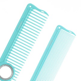 Dual-Size Barber Finger Spin Comb Set, 2-Piece Professional Trick Styling Comb with Small & Large Finger Ring, Dense & Wide Teeth Hair Cutting Combs for Barbers and Stylists (Mint Green, Dual-Size)