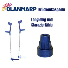 Ossenberg Crutch Capsules Blue 16 mm + Olanmarp Velcro Strap with Stripes Pack of 2 (10 Pieces Crutch Capsules)