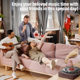 Vinyl Record Player Turntable with Built-in Bluetooth Receiver & 2 Stereo Speakers, 3 Speed 3 Size Portable Retro Record Player for Entertainment and Home Decoration