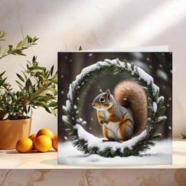Squirrel Christmas Card - Squirrels festive Xmas Cards 145 x 145mm