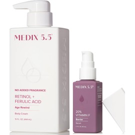 Medix 5.5 Loción Corporal Con Retinol Medix + Suero Hidratante Potenciador Con 20% De Vitamina F(Set De 2 Piezas) Tratamiento Para Piel Con Arrugas Crema Corporal Con Retinol Crema De Retino