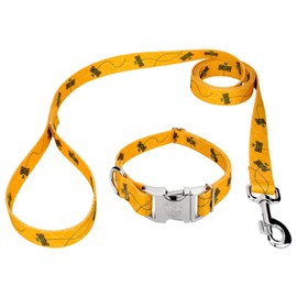 Country Brook Petz - Premium Busy Bee Dog Collar and Leash - Summer Breeze Collection Featuring Sunny Designs (1 Inch, Medium)