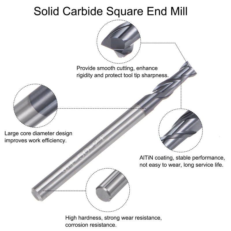 sourcing map 4pcs 4mm Dia 4mm Shank Square Nose End
