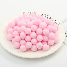 100Pcs Pom-Poms Ball Fluffy Assorted Pom Poms Balls for DIY Creative Crafts Decorations (3cm-Pink)